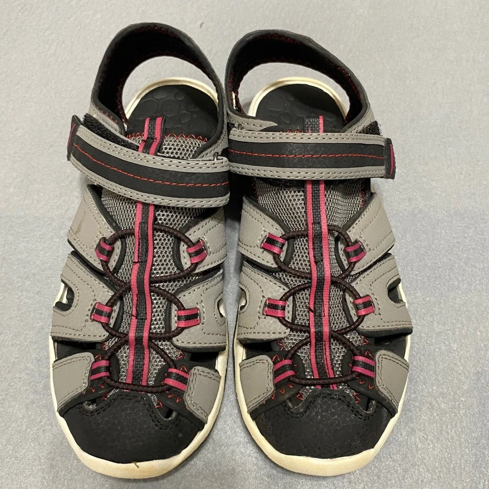 Wonder Nation Boys Grey Black Red Fisherman‎ Sport Sandals Size 4 Kids